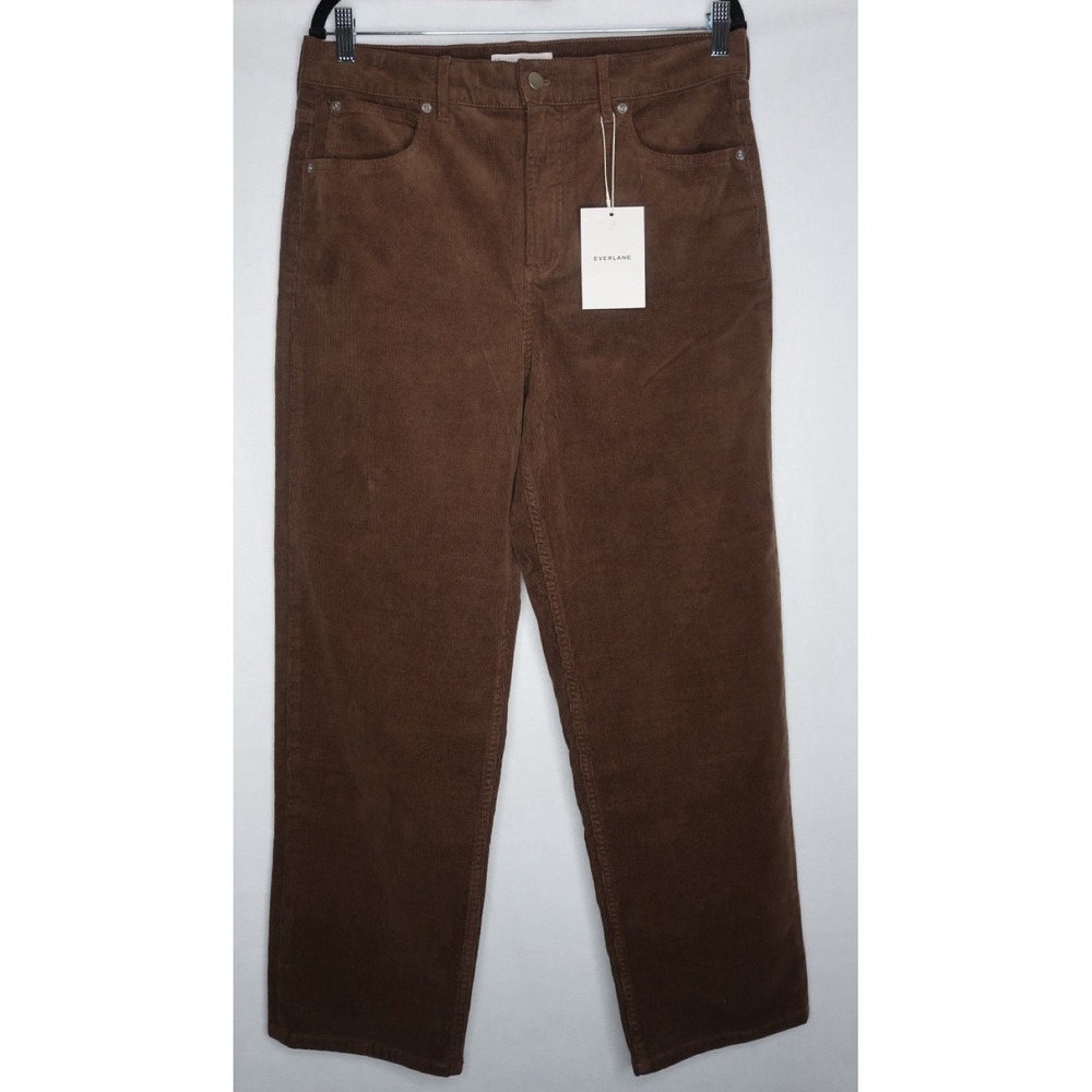 Everlane Organic Cotton High Rise Corduroy Straight Leg Pants Brown 31R NWT‎